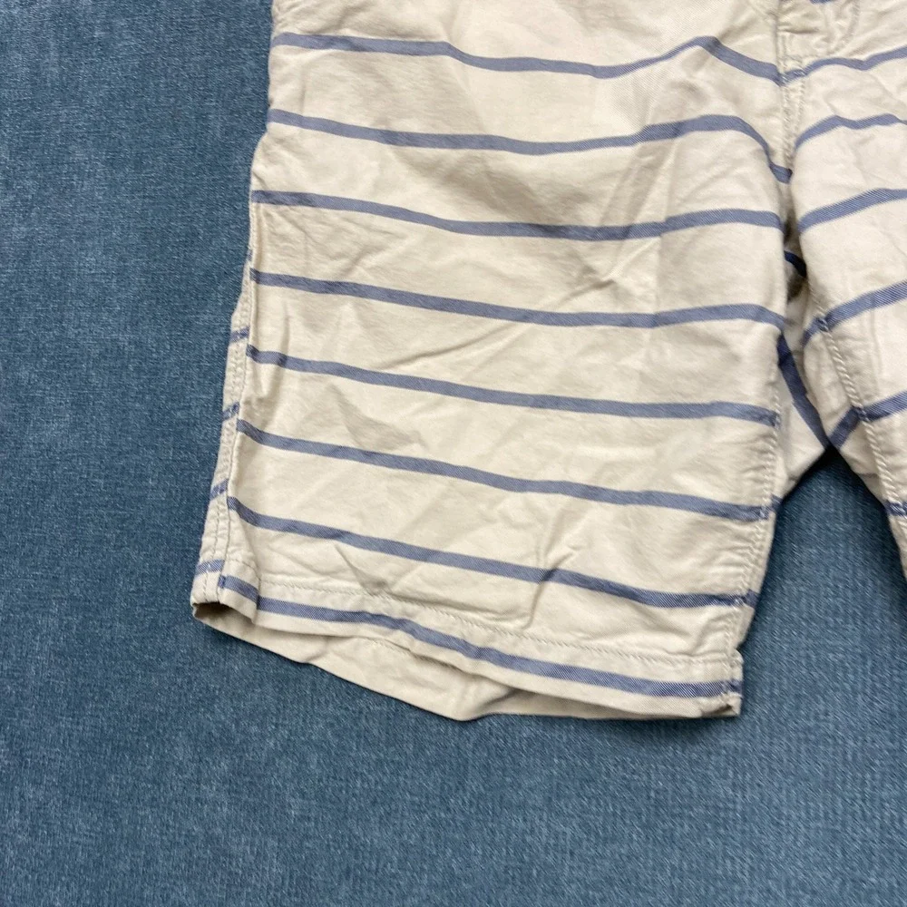 Aeropostale Chino Shorts Mens 32 Blue White Striped Cotton Summer Flat Front
